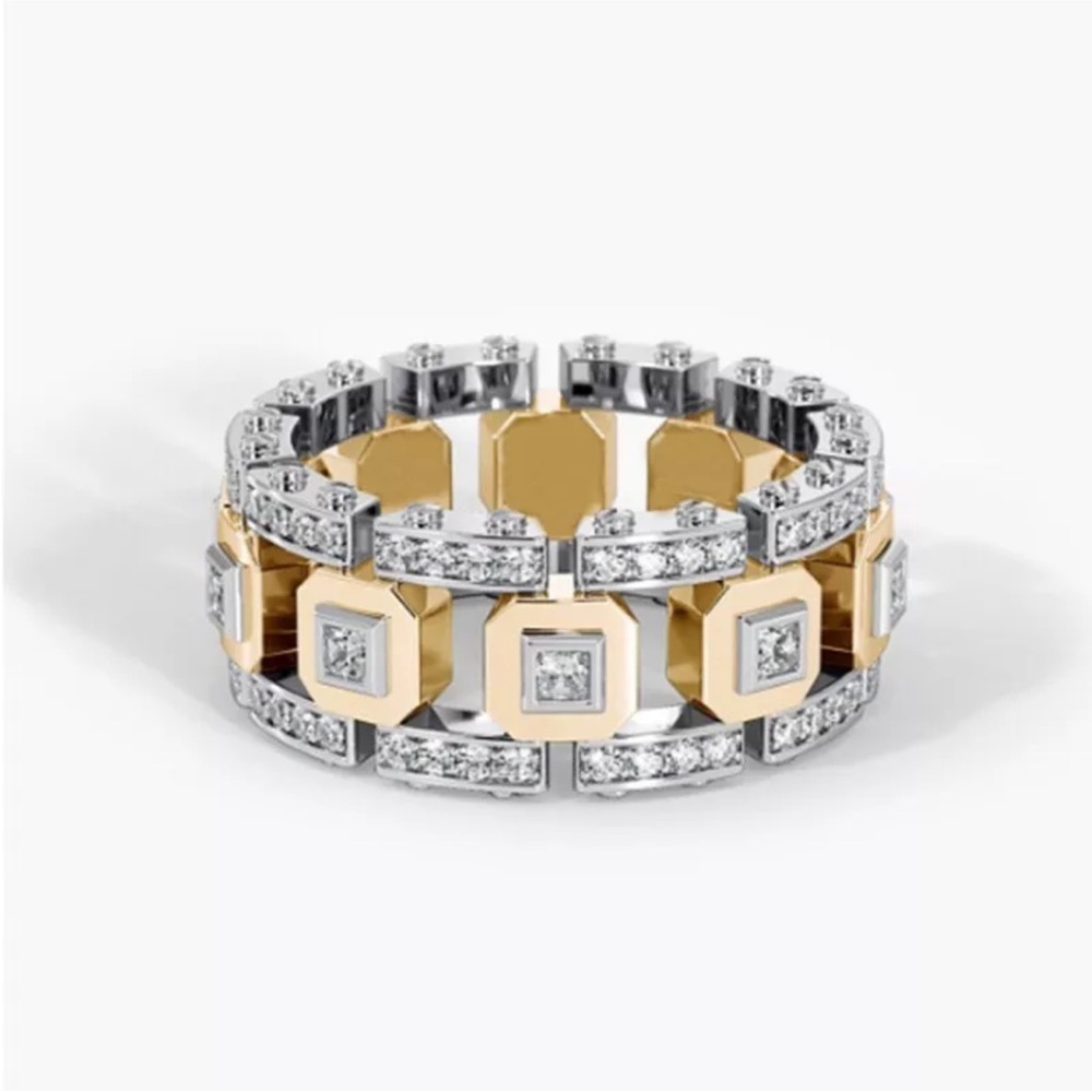 New Fashion Big Male Cz Stone Yellow Gold Color Hollow Large Wedding Ring Size 9 - Picture 1 of 13